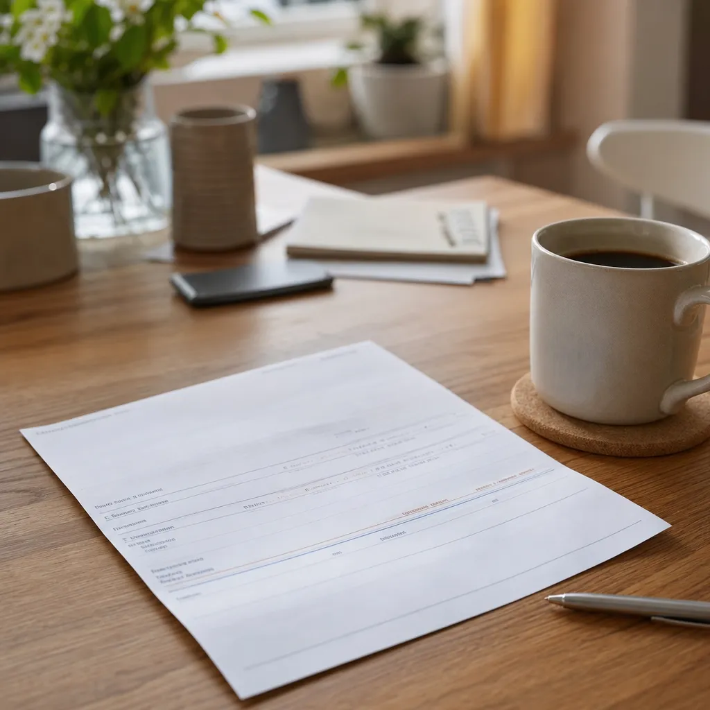Avgiftsfaktura och bankgiroblankett på skrivbord
